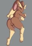  2023 anthro anus balls black_sclera brown_body brown_fur butt fur generation_4_pokemon genitals hi_res kironzen looking_at_viewer looking_back looking_back_at_viewer lopunny male multicolored_body multicolored_fur nintendo nude penis pink_eyes pokemon pokemon_(species) simple_background smile smiling_at_viewer solo tan_body tan_fur two_tone_body two_tone_fur 