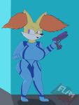  3:4 absurd_res anthro big_breasts breasts canid canine clothed clothing digital_drawing_(artwork) digital_media_(artwork) female fennekin flamberry_(artist) fur generation_6_pokemon hi_res mammal metroid nintendo open_mouth orange_body orange_fur pokemon pokemon_(species) simple_background smile solo thifae_nollings_(flamberry) watermark white_body white_fur yellow_body yellow_fur zero_suit 