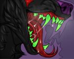  anthro bodily_fluids cavity fangs grin hyena kolkolukija liquid male mammal mouth_shot open_mouth saliva smile solo teeth tongue 