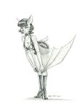  2023 anthro baron_engel bat bat_wings bedroom_eyes boots breasts choker cleavage clothed clothing dress ear_piercing ear_ring female footwear fur greyscale hair hi_res high_heeled_boots high_heels jewelry mammal membrane_(anatomy) membranous_wings monochrome narrowed_eyes necklace piercing ring_piercing scut_tail seductive short_tail smile solo tail veiny_wings winged_arms wings 