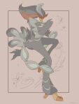  2023 action_pose ambiguous_gender anthro avian beak blue_body blue_feathers feathered_crest feathers fu04pk_(artist) generation_9_pokemon head_crest hi_res long_legs looking_away markings nintendo on_one_leg pokemon pokemon_(species) pose quaquaval signature simple_background small_waist solo standing tail_feathers talons tiptoes winged_arms wings yellow_beak 