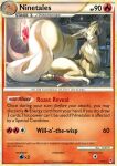  2023 animal_genitalia animal_penis aztepyeen balls blonde_hair canine_genitalia canine_penis card english_text feral fluffy fur generation_1_pokemon genitals hair male multi_tail ninetales nintendo pawpads paws penis pokemon pokemon_(species) pokemon_card red_eyes solo tail text trading_card trading_card_game yellow_body yellow_fur yellow_tail 