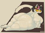  absurd_res anthro areola barefoot belly big_belly big_breasts big_butt black_hair bodily_fluids breasts butt catboyz catti_(deltarune) deltarune digital_media_(artwork) domestic_cat ear_piercing erect_nipples feet felid feline felis female fur hair hi_res huge_breasts huge_butt lactating looking_back mammal milk morbidly_obese morbidly_obese_female nipples nude obese obese_anthro obese_female overweight overweight_anthro overweight_female piercing presenting presenting_hindquarters simple_background solo solo_focus sweat tail thick_thighs toes undertale_(series) white_body white_fur 
