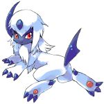  2008 absol ambiguous_gender butt generation_3_pokemon looking_back lying nintendo on_front pokemon pokemon_(species) rear_view simple_background solo suppainu white_background 