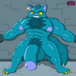  3_toes abs absurd_res angry annaengine anthro balls biceps big_balls big_penis blue_body blue_fur blue_hair body_hair bound chest_hair claws clenched_teeth cracked_ground digital_drawing_(artwork) digital_media_(artwork) ear_piercing ear_ring eyebrows feet felid feline felis flaccid foreskin fur genitals hair hairy_balls hi_res huge_balls huge_penis humanoid_genitalia humanoid_penis hyper hyper_genitalia hyper_penis jumpstart_games male mammal monotone_body monotone_fur monotone_hair muscular muscular_anthro muscular_male neopet_(species) neopets nipples nude pecs penis piercing pubes purple_nipples purple_nose red_sclera restrained restrained_arms restraints retracted_foreskin ring_piercing signature simple_background solo spread_legs spreading standing tail tail_tuft teeth thick_penis toe_claws toes tuft wocky_(neopets) yellow_eyes 