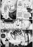  2023 absurd_res anthro black_and_white close-up collar comic digital_media_(artwork) duo english_text fight forest gynomorph gynomorph_(lore) hair hare hi_res hitting hitting_head intersex lagomorph leaf leporid male mammal martial_arts_uniform monochrome motion_lines muscular muscular_gynomorph muscular_intersex muscular_male onomatopoeia paws peculiart plant punching_face rabbit ruth_(peculiart) simple_background sound_effects speech_bubble sportswear stig_(peculiart) text training tree wraps 