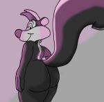  anonymous_artist anthro bedroom_eyes big_butt big_tail black_nose butt butt_shot clothing fur girly grey_body grey_fur hi_res huge_butt huge_hips huge_thighs light looking_at_viewer looking_back looking_pleasured looney_tunes male mammal mephitid narrowed_eyes nude pepe_le_pew pink_background pinup pose presenting presenting_hindquarters rear_view seaside seductive sexy_eyes simple_background skunk skunk_tail sky smile snout solo striped_skunk swimwear tail thick_thighs warner_brothers wide_hips 