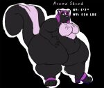  2006 anthro aroma_(kazecat) belly big_butt biped black_background black_body black_fur breasts butt clothing digital_media_(artwork) female footwear footwear_only fur hair height huge_butt huge_thighs kazecat mammal mephitid mostly_nude navel nude obese obese_anthro obese_female overweight overweight_anthro overweight_female pink_hair shoes shoes_only simple_background skunk tail text thick_thighs weights 