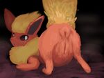  anus ass_up bodily_fluids eeveelution female feral flareon fur generation_1_pokemon genitals looking_back megusuri nintendo orange_body orange_fur pokemon pokemon_(species) pussy quadruped rear_view solo sweat yellow_body yellow_fur 