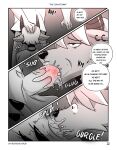 anthro being_held bodily_fluids canid canine cinicalvoice comic deer duo fennec fox genitals hi_res holding_head male male/male mammal oral penis saliva text 