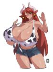  animal_humanoid animal_print big_breasts bovid bovid_humanoid bovine bovine_humanoid breasts cattle_humanoid cleavage clothed clothing cow_print female hi_res huge_breasts humanoid hyper hyper_breasts mammal mammal_humanoid solo thehelmetguy thick_thighs 
