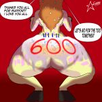  absurd_res anthro beatrix_margot_(cosmosarts) big_butt butt cellulite cosmosarts cream_(disambiguation) female giraffe giraffid hair hi_res mammal mature_female number orange_hair solo thick_thighs wide_hips 