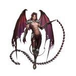  1boy absurdres bishounen bloodline_heroes_of_lithas brown_hair demon_boy demon_tail demon_wings gnassag highres horns makeup male_focus non-web_source official_art pectorals pointy_ears red_eyes revealing_clothes tail the_luxuriant transparent_background wings 