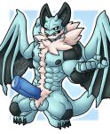  abs altenusy animal_genitalia anthro balls barazoku bat blue_body blue_skin bodily_fluids body_hair chest_hair claws demon erection fur genital_fluids genitals hair male mammal muscular muscular_anthro muscular_male nipples nude penis pubes simple_background solo 