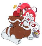  absurd_res big_breasts big_butt breasts brown_body butt capcom darkstalkers felicia_(darkstalkers) female feral fur hair hi_res humanoid open_mouth pawpads paws pink_hair pupils sharp_teeth simple_background slit_pupils sssonic2 tail teeth white_body white_fur yellow_eyes 