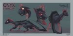  absurd_res digital_drawing_(artwork) digital_media_(artwork) dragon english_text feral hair hi_res jutorry male model_sheet onyx_(disambiguation) red_eyes red_paws simple_background solo tail text 