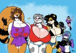  ailurid anthro areola big_breasts bovid bovine breasts cattle cleavage clothed clothing fairy female group huge_breasts lagomorph leporid mama_maisie_(rapidpanda) mama_panda mammal rabbit rapidpanda_(artist) red_panda 