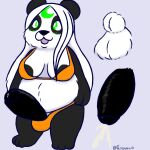  animal_genitalia anthro balls bear big_breasts bikini bikini_bottom bikini_top black_body black_fur black_nose blush bodily_fluids breasts clothed clothing cum digital_media_(artwork) erection fur fur_markings genital_fluids genitals giant_panda green_eyes gynomorph hair intersex lunarpanda8686 mammal markings mika_(lunarpanda8686) open_mouth overweight penis round_ears sheath simple_background slightly_chubby smile solo swimwear white_body white_fur white_hair 