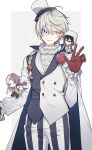  bishounen bntw22 braid bungou_stray_dogs character_request chibi cowboy_shot eyepatch gloves hat highres male_focus red_gloves scar scar_across_eye shirt top_hat vest white_hair white_shirt 