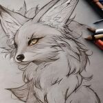  brown_eyes canid canine cute_eyes drawing female female/female fox invalid_tag mammal solo 