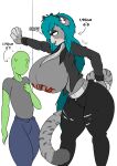  abril_(aerodoggy) absurd_res aerodoggy anon anthro big_breasts blue_hair breasts clothing duo felid female fur grey_body grey_fur hair hi_res huge_breasts human legwear mammal pantherine size_difference snow_leopard thigh_highs yellow_eyes 