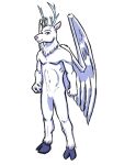  2012 alpha_channel anthro antlers athletic athletic_anthro athletic_male biped deer disney feathered_wings feathers featureless_crotch fist fur gargoyle gargoyles hi_res hooves horn male mammal navel nude pecs pink_inner_ears pink_nose pose serratus simple_background smile solo staghart standing teal_eyes thecosmosowl transparent_background white_antlers white_body white_fur white_wings wings 