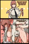  bowl chainsaw_man collar dress_shirt drooling duplicate highres instant_loss leash makima_(chainsaw_man) mark_gavatino pet_bowl pet_play pixel-perfect_duplicate red_hair saliva shirt slapping spanking yellow_eyes 