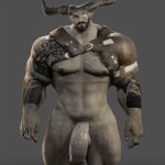  2_horns absurd_res balls dragon_age genitals hi_res horn humanoid iron_bull male nipples pecs penis qunari scar solo tattoo vein veiny_muscles veiny_penis voluox 