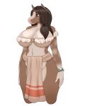  accessory big_breasts blackbetty bottomwear breasts cleavage clothed clothing equid equine female fur hair hi_res horse loincloth mammal smile solo thick_thighs 