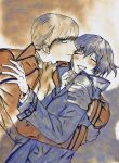  atlus banchou cuddling delinquent highres hug kiss narukami_yuu persona persona_4 persona_4_the_golden rosemaryandart shin_megami_tensei shirogane_naoto 