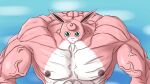  16:9 2020 abs anthro biceps big_muscles colored digital_drawing_(artwork) digital_media_(artwork) english_text ergomancy generation_1_pokemon growth hair hi_res huge_muscles hyper hyper_muscles looking_at_viewer male mammal muscle_growth muscular muscular_anthro muscular_male nightmare_fuel nintendo nipples nude pecs pink_body pokemon pokemon_(species) shaded simple_background smile solo text vein what_has_science_done where_is_your_god_now widescreen wigglytuff 