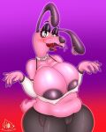  absurd_res anthro areola big_areola big_breasts breasts cartoon_network chubby_female collar courage_the_cowardly_dog courage_the_cowardly_dog_(character) crossgender ear_piercing ear_ring female goth hi_res highoncoffee lipstick makeup mature_female piercing ring_piercing solo 