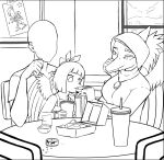  2023 amber_(snoot_game) anon_(snoot_game) anthro bald beverage black_and_white bow_(feature) chacrawarrior chicken_meat chicken_nugget clothing container cup daughter_(lore) dinosaur drawing dress faceless_character family fang_(gvh) father_(lore) father_and_child_(lore) father_and_daughter_(lore) feathered_wings feathers feeding female fingers food goodbye_volcano_high group hair hi_res human husband husband_and_wife inside jewelry long_hair male mammal married_couple mcdonald&#039;s meat metal_gear_raymba monochrome mother_(lore) mother_and_child_(lore) mother_and_daughter_(lore) naser_(gvh) necklace on_lap parent_(lore) parent_and_child_(lore) parent_and_daughter_(lore) pterodactylus pterosaur reptile sauce scalie short_hair sitting_on_lap smile snoot_game snout trio wife wings 
