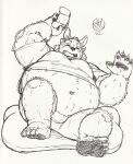  anthro belly blush bottomwear clothing controller eyebrows game_controller hi_res lexor_komuga lifewonders male navel overweight pawpads shorts sketch smile solo thick_eyebrows tokyo_afterschool_summoners tsathoggua 