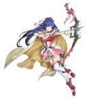  1girl aiming blue_eyes blue_hair boots bow_(weapon) bow_and_arrow_hold braid braided_sidelock breasts cape choker cleavage corset dress fingerless_gloves fire_emblem fire_emblem:_the_sacred_stones fire_emblem_heroes gloves hair_ribbon hair_tie high_ponytail holding holding_bow_(weapon) holding_weapon knee_up long_hair medium_breasts non-web_source official_alternate_costume official_art pink_corset pink_dress pink_ribbon pleated_dress puffy_short_sleeves puffy_sleeves ribbon short_sleeves solo tana_(fire_emblem) thighhighs twin_braids v-shaped_eyebrows weapon white_background white_gloves white_thighhighs yellow_cape 