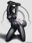  2023 absurd_res anthro black_body black_fur black_hair bone breasts canid canine canis digital_media_(artwork) female fur genitals hair hi_res looking_at_viewer mammal mazahi-ani nipples nude pussy scp-1471 scp-1471-a scp_foundation skull skull_head solo tail wolf 