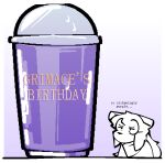  anthro beverage canid canine catjam_(artist) clothing dialogue disgust english_text eyewear female glasses grimace_birthday_shake jacket karina_(catjam) mammal mcdonald&#039;s solo text topwear 