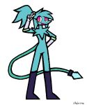  alien anthro blue_body blue_skin boots clothing crystal female footwear gloves hair handwear hylesannei long_hair redesign redesigned solo spaicy spaicy_chicross tail_weapon 