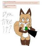  4chan anon anthro averi_(fiddleafox) brown_body brown_fur canid canine dipstick_tail duo english_text female female_anthro fox fur gloves_(marking) hair leg_markings male male/female mammal markings socks_(marking) tail tail_markings text touching_breast unknown_artist white_body white_fur 