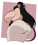  anthro big_breasts big_butt black_hair bottomwear bovid bovine breasts brown_body brown_fur butt cattle clothing female fur hair hand_on_hip hi_res huge_breasts huge_butt jwinkz looking_at_viewer looking_back mammal skirt solo summer_(jwinkz) tail thick_thighs tongue tongue_out wide_hips 
