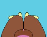  anthro brown_body brown_fur bunnywons digital_media_(artwork) female first_person_view fur generation_4_pokemon genitals hi_res lagomorph lopunny mammal nintendo nude pink_nose pixel_(artwork) pokemon pokemon_(species) pussy simple_background solo 