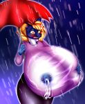  anthro bertyborts big_breasts bodily_fluids breasts clothing female fish hi_res huge_breasts hyper hyper_breasts lactating lactating_through_clothing marine milly_wiles nipple_piercing nipples piercing raining shark solo surprised_expression umbrella wet wet_clothing 