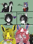  anthro black_eyes black_hair black_nose canid canine canis comic darksy_(spikethefurry) eeveelution evelyne_(spikethefurry) felid female fur generation_1_pokemon generation_2_pokemon generation_6_pokemon grey_body grey_fur group hair hi_res jolteon joselyn_(spikethefurry) male mammal nintendo orange_body orange_fur pantherine pink_body pink_fur pink_hair pokemon pokemon_(species) pregnancy_test purple_hair red_eyes spike_(spikethefurry) spike_the_furry sylveon tiara(spikethefurry) tiger umbreon white_body white_fur wolf yellow_body yellow_eyes yellow_fur 