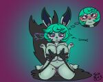  anthro big_breasts breast_grab breasts duo female hand_on_breast league_of_legends riot_games simple_background six343 text vex_(lol) yordle 