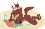  anthro beach beach_towel biped bottle butt canid canine canis claws closed_smile container digital_media_(artwork) digitigrade dragondrawer eyes_closed facial_tuft fangs feet fur glistening hank_(piti_yindee) hi_res lying male mammal mouth_closed neck_tuft nude outside pawpads paws portrait sand seaside simple_background smile soles solo sparkles sunscreen tail teeth toes towel tuft wolf 