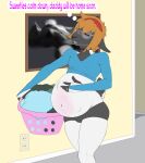  anthro aroused blush bottomwear bovid bulge caprine clothing fetal_movement girly hi_res hotpants invalid_background itsokhidden male male/male mammal pregnant pregnant_male sheep shorts solo 