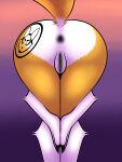  anthro anus ass_up bandai_namco black_anus black_pussy butt butt_heart canid canine digimon digimon_(species) female fox fur genitals hi_res mammal mark_on_butt mike_santos praise_da_booty_(meme) pussy renamon simple_background solo white_body white_fur yellow_body yellow_fur 