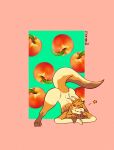  anthro food fruit hi_res jack-o&#039;_pose kobold male peach_(fruit) plant pose raised_tail snickbolds snickers_(snickbolds) solo star tail 