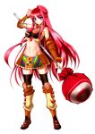  1girl candy food full_body gretel_(queen&#039;s_blade) holding holding_candy holding_food kantaka lollipop long_hair looking_at_viewer midriff navel pink_hair queen&#039;s_blade queen&#039;s_blade_grimoire simple_background solo 