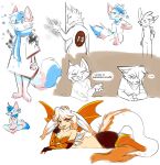  2018 anthro bandanna bani_(ezpups) colored_sketch dialogue domestic_cat duo ezpups felid feline felis female fluffy fluffy_tail fur humanoid kerchief leg_markings mammal markings membrane_(anatomy) membranous_wings pups_(ezpups) scarf simple_background sitting sketch sketch_page socks_(marking) speech_bubble tail white_background winged_humanoid wings 